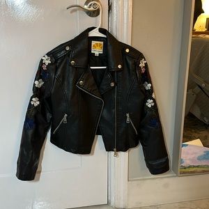 Faux leather girls jacket